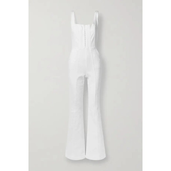Alice + Olivia NEW Chels White Denim Jumpsuit Corset Zip Front Pockets Sz26 $495 - Picture 2 of 10